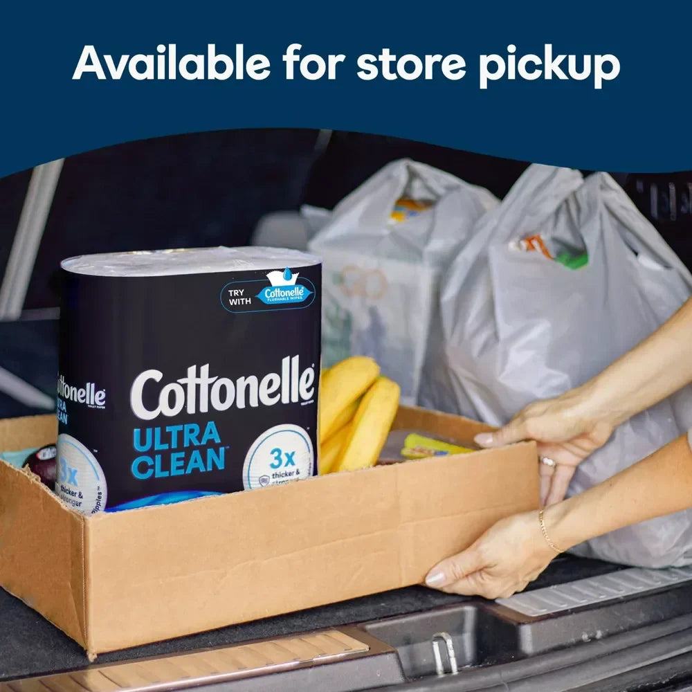 Cottonelle Ultra Clean Toilet Paper, Strong Toilet Tissue, 12 Mega Rolls