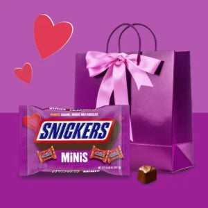 Snickers Minis Candy Valentine’s Day Chocolate Bars Individually Wrapped – 10.48 oz Bag