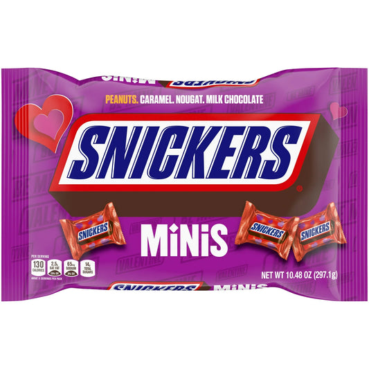 Snickers Minis Candy Valentine’s Day Chocolate Bars Individually Wrapped – 10.48 oz Bag